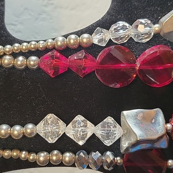 Ruby red bi level women's necklace - Picture 3 of 8